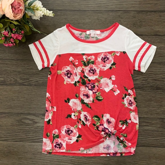 Moa Moa girls size medium floral twist tie top - Picture 1 of 6